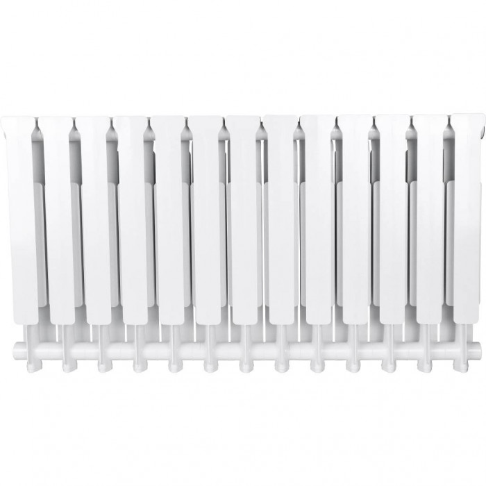 Алюминиевый радиатор STOUT Bravo 500, 13 секций, боковое подключение, белый