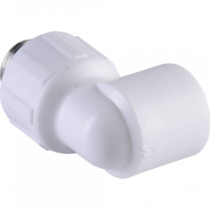 Угольник Политэк 20x1/2 с наружной резьбой для полипропиленовых труб под сварку (цвет белый)