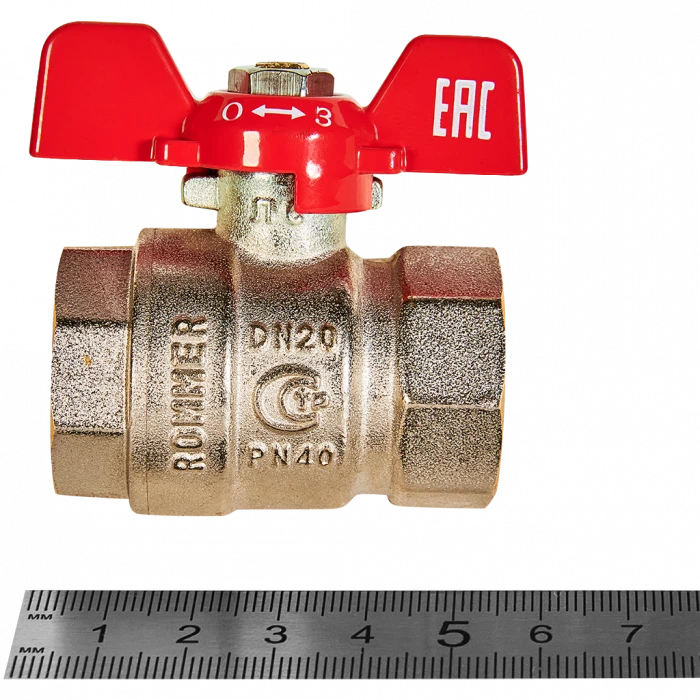 Кран шаровой ROMMER ВР/ВР, ручка бабочка 3/4