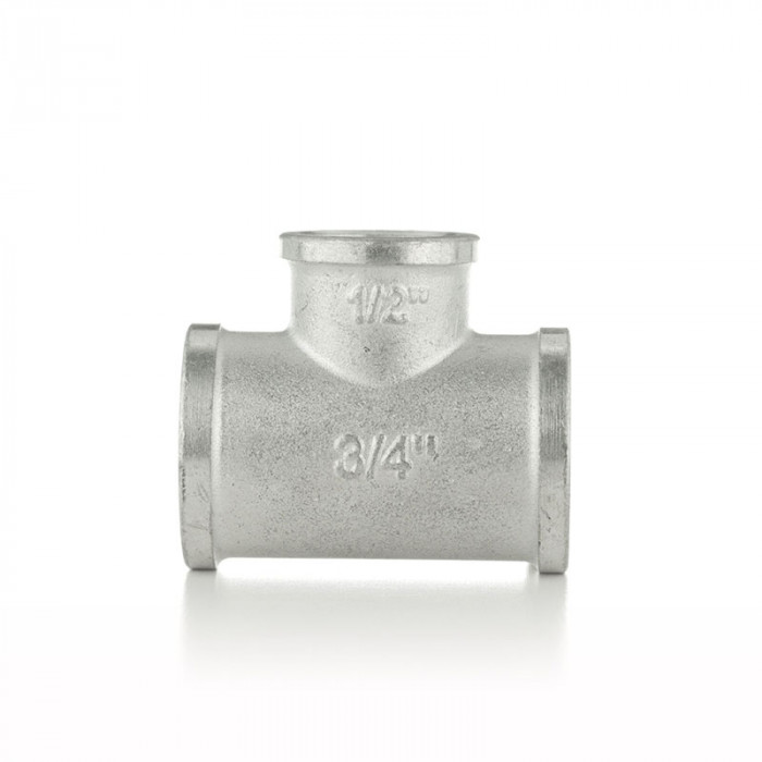 Тройник переходной, ВВВ 3/4"×1/2"×3/4", TIN латунь