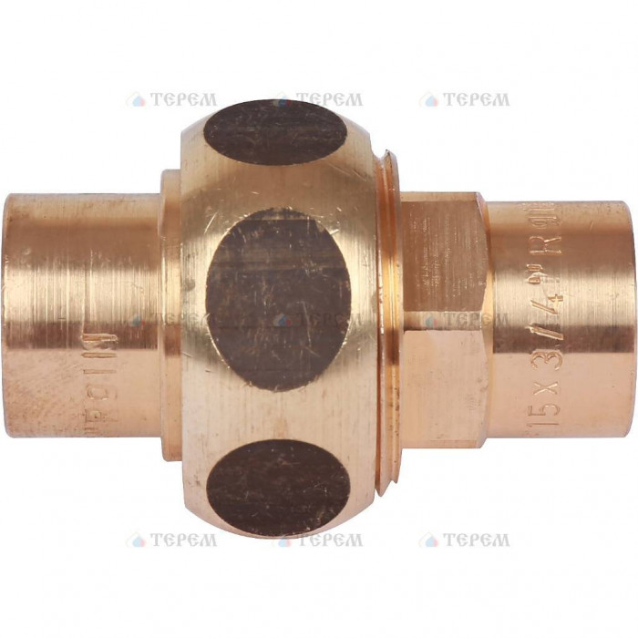 Sanha 4330 сгон ВП-ВП, бронза, с плоским уплотнением 15, для медных труб под пайку