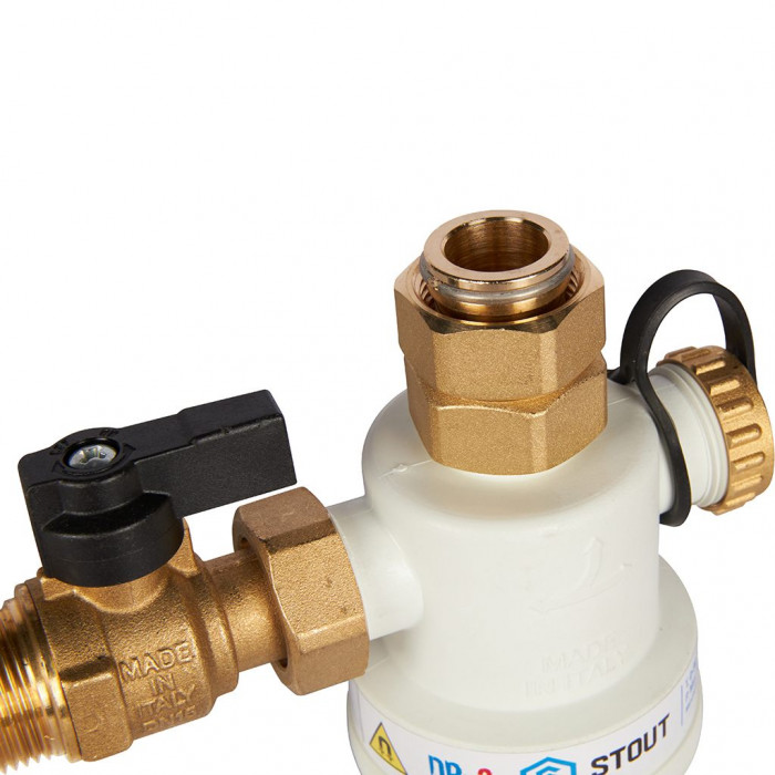 STOUT SFW SFW-0072-000020 STOUT Фильтр -шламоотделитель с магнитом для настенных котлов, G 3/4M-G 3/4RN-G 3/4M,