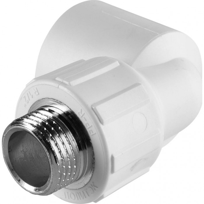 Угольник Политэк 25x3/4 с наружной резьбой для полипропиленовых труб под сварку (цвет белый)