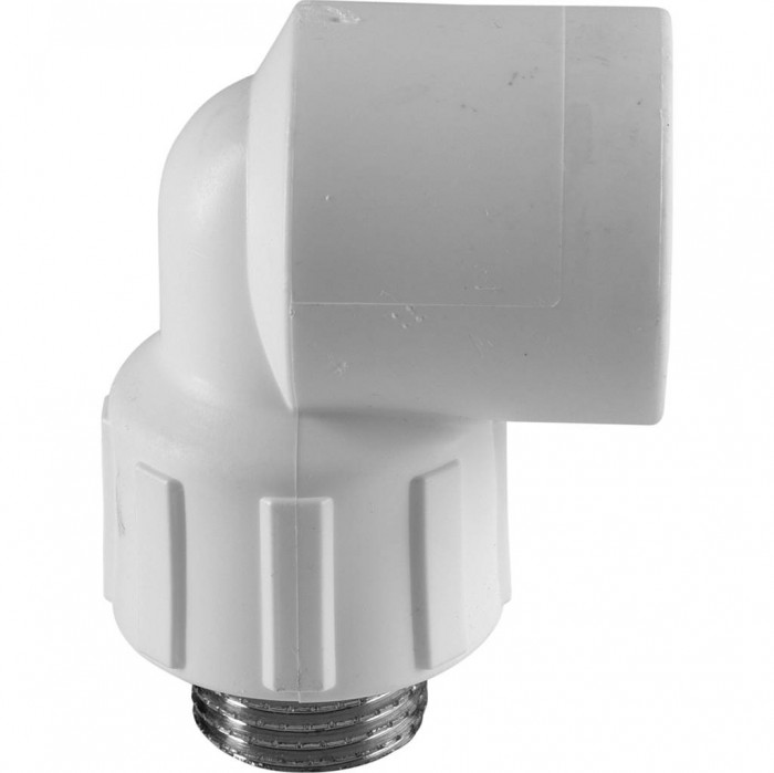 Угольник Политэк 25x3/4 с наружной резьбой для полипропиленовых труб под сварку (цвет белый)