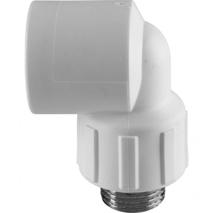 Угольник Политэк 25x3/4 с наружной резьбой для полипропиленовых труб под сварку (цвет белый)