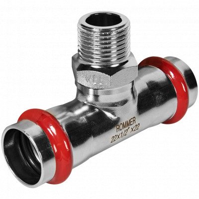 ROMMER RSS-0016-002212 ROMMER Тройник-переходник-НР, 22х1/2, из нержавеющей стали прессовой