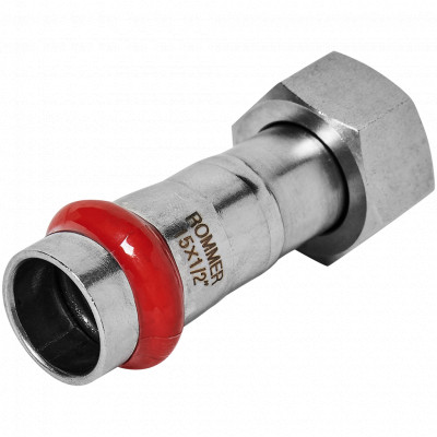 ROMMER RSS-0026-001512 ROMMER Переходник с накидной гайкой-ВР, 15х1/2, из нержавеющей стали прессовой