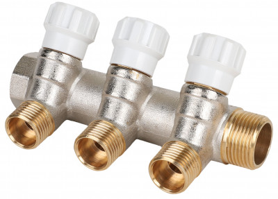 Коллектор латунный с регулирующими вентилями MVI 3/4&quot;x1/2&quot;x3 выхода