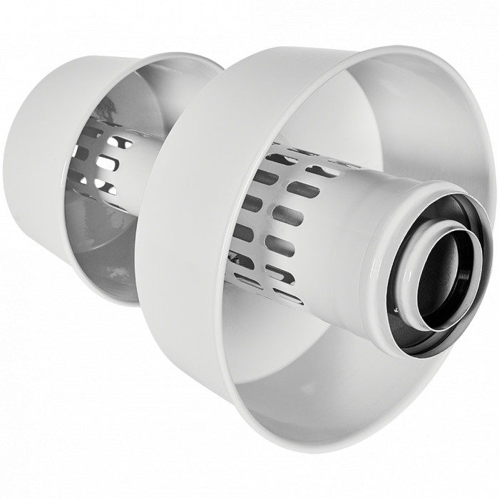 ROMMER RCA-6010-000334 Оголовок с ветрозащитой D 60/100 БЕЛЫЙ (Алюминий)