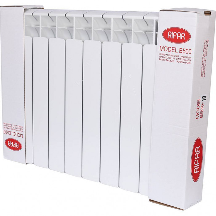 Биметаллический радиатор RIFAR BASE VENTIL 500, 10 секций, нижнее правое подключение, белый