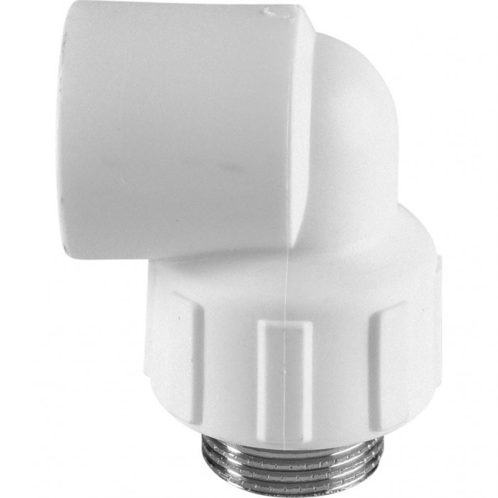 Угольник Политэк 25x3/4 с наружной резьбой для полипропиленовых труб под сварку (цвет белый)