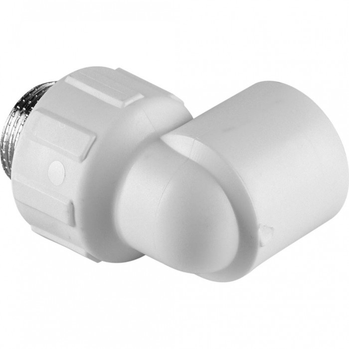 Угольник Политэк 25x3/4 с наружной резьбой для полипропиленовых труб под сварку (цвет белый)