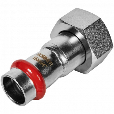 ROMMER RSS-0026-001534 ROMMER Переходник с накидной гайкой-ВР, 15х3/4, из нержавеющей стали прессовой