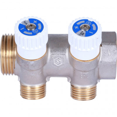 STOUT Коллектор распределительный 1&quot;, 2 отвода 1/2&quot; плоское уплотнение