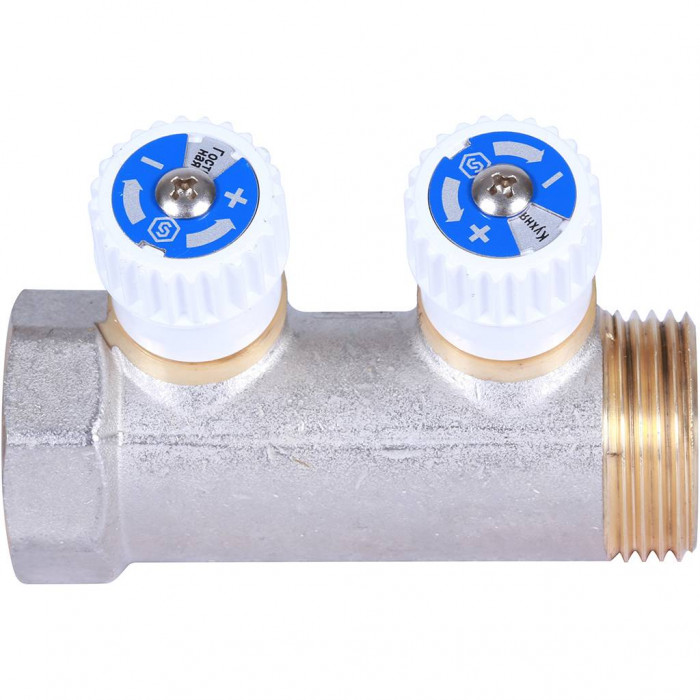 STOUT Коллектор распределительный 1", 2 отвода 1/2" плоское уплотнение