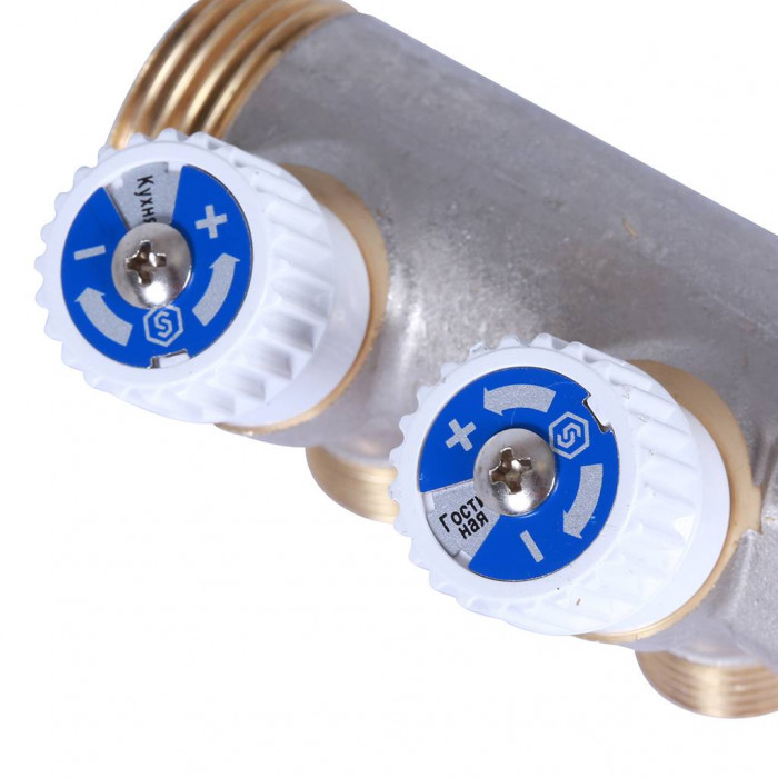 STOUT Коллектор распределительный 1", 2 отвода 1/2" плоское уплотнение