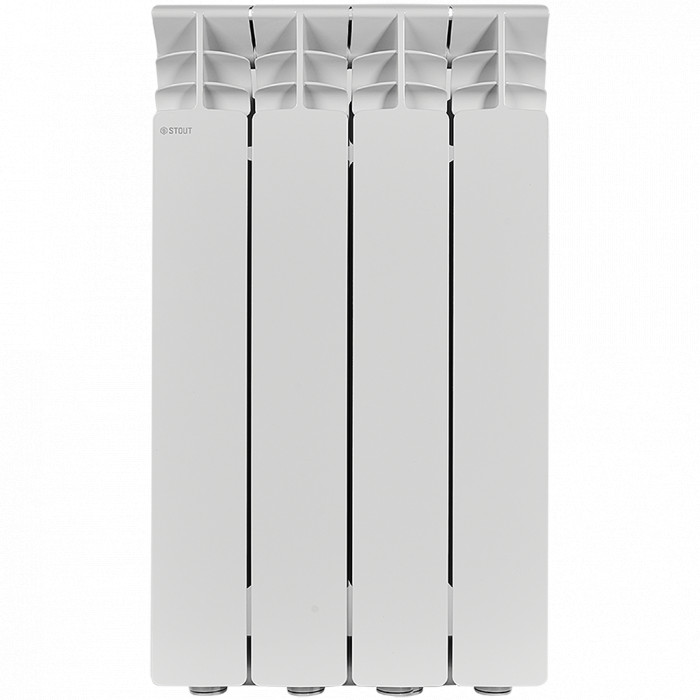 Алюминиевый радиатор STOUT GAMMA 500, 4 секций, боковое подключение, белый