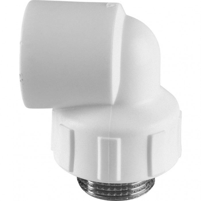 Угольник Политэк 32x1 с наружной резьбой для полипропиленовых труб под сварку (цвет белый)