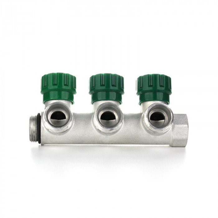 Коллектор модульный, НВ 3/4", 2 отвода 3/4" НР EK, покрытие пищевое олово