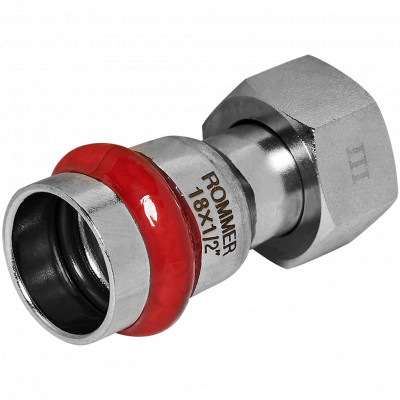 ROMMER RSS-0026-001812 ROMMER Переходник с накидной гайкой-ВР, 18х1/2, из нержавеющей стали прессовой
