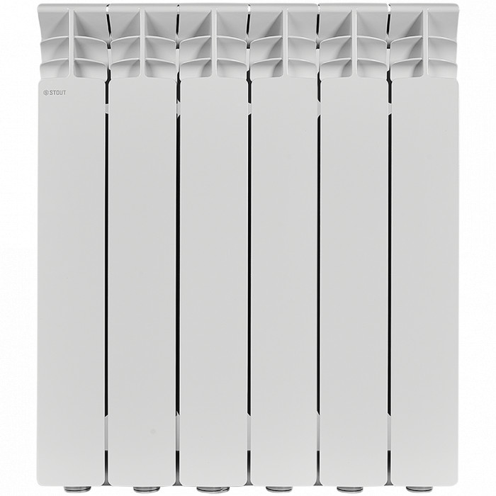 Алюминиевый радиатор STOUT GAMMA 500, 6 секций, боковое подключение, белый