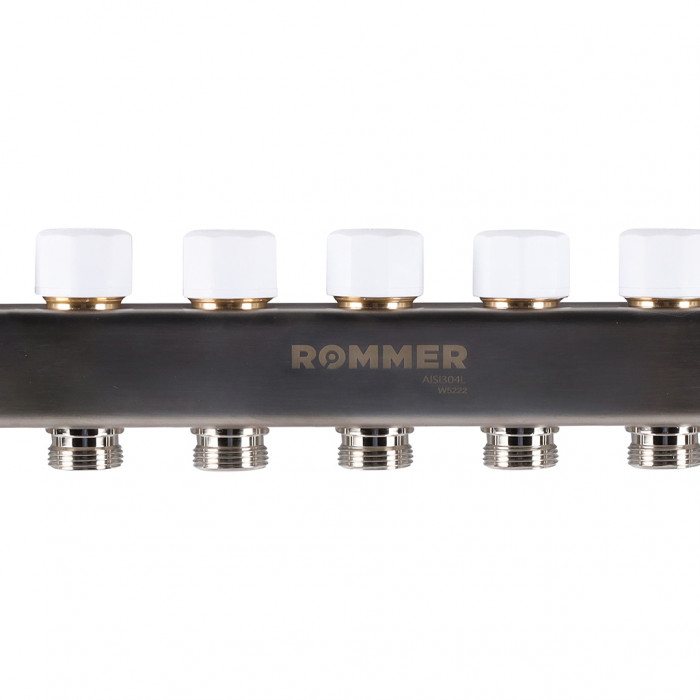 ROMMER RMS-1201-000012 ROMMER Коллектор из нержавеющей стали с расходомерами, с клапаном вып. воздуха и сливом 12 вых.