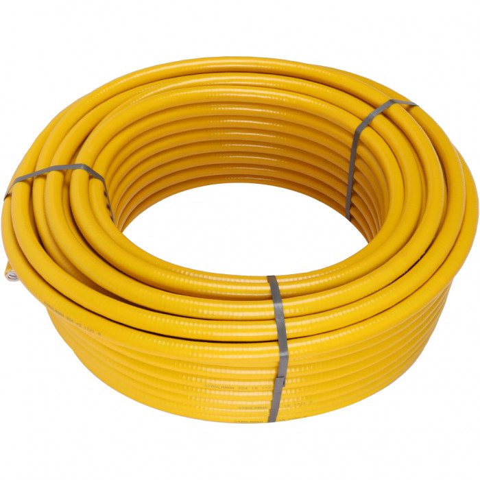 Труба гофрированная из нерж. Стали SS304 Stahlmann 15A, отожженная в оболочке желтая