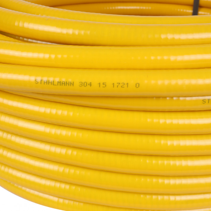 Труба гофрированная из нерж. Стали SS304 Stahlmann 15A, отожженная в оболочке желтая
