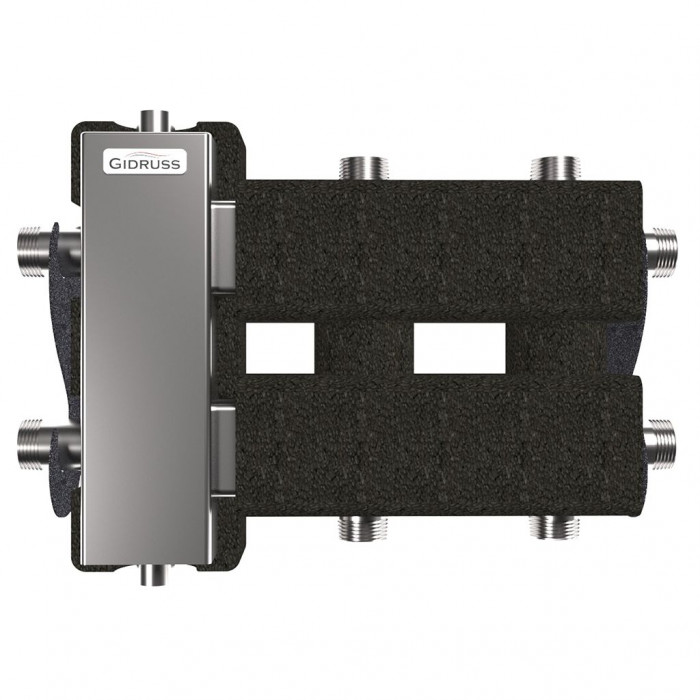 Балансировочный коллектор GIDRUSS BMSS-60-3DU.EPP (до 60 кВт, вх. G 1, 1+1+1 контура G 1, 4D-кронштейны K.UMS, EPP-термоизоляция)