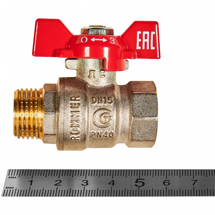 Кран шаровой ROMMER ВР/НР, ручка бабочка 1/2