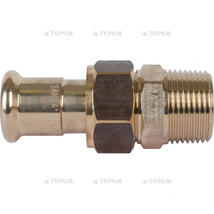 Sanha 8333G пресс-фитинг, бронза, сгон ВПр-НР с плоск.упл. 18x3/4 для медных труб прессовой