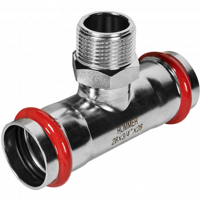 ROMMER RSS-0016-002834 ROMMER Тройник-переходник-НР, 28х3/4, из нержавеющей стали прессовой