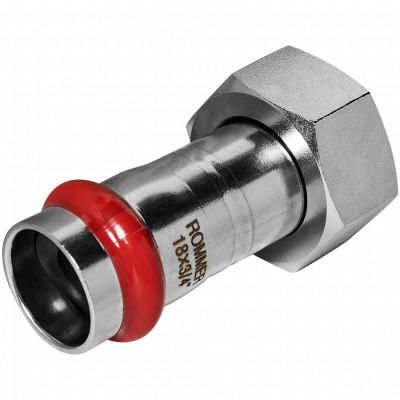 ROMMER RSS-0026-001834 ROMMER Переходник с накидной гайкой-ВР, 18х3/4, из нержавеющей стали прессовой