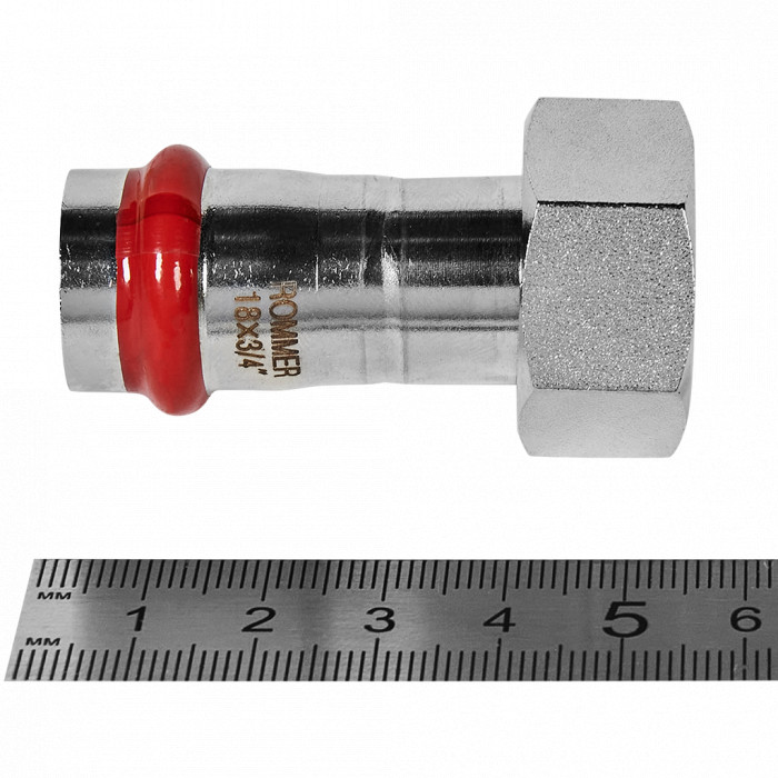 ROMMER RSS-0026-001834 ROMMER Переходник с накидной гайкой-ВР, 18х3/4, из нержавеющей стали прессовой