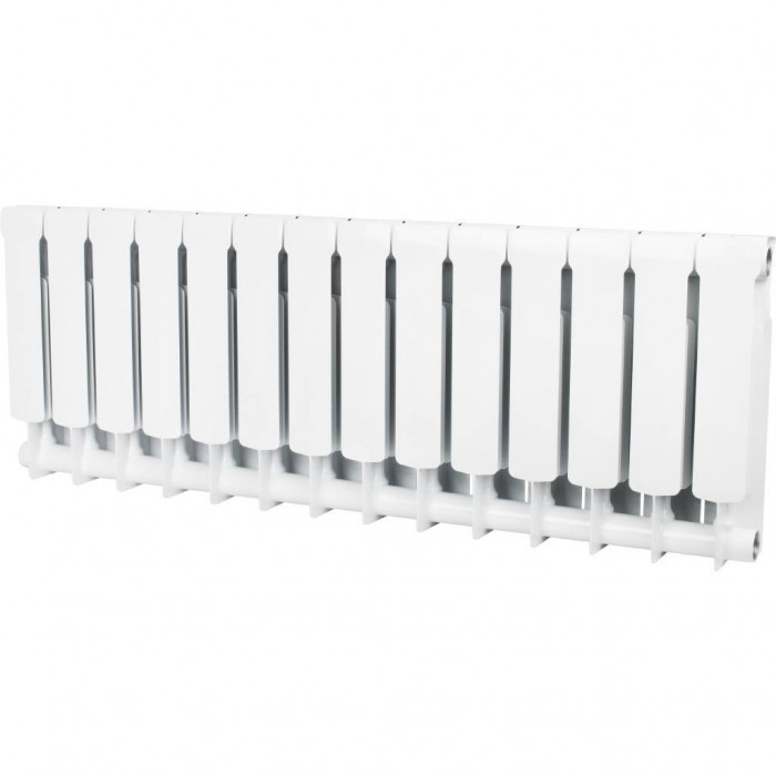 Биметаллический радиатор STOUT Space 350, 14 секций, боковое подключение, белый