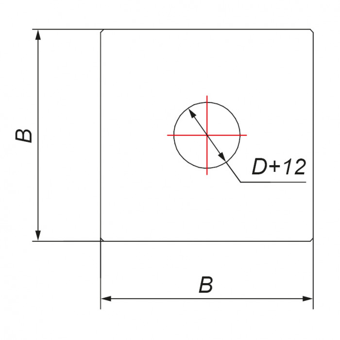Фланец без изоляции 750х750 D130/330, изоляция 100 мм, AISI 304 (Вулкан)