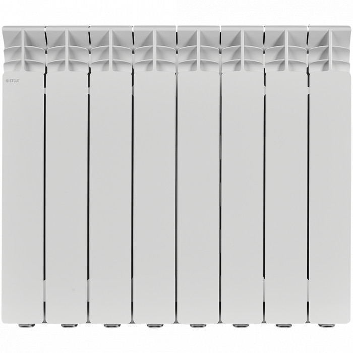 Алюминиевый радиатор STOUT GAMMA 500, 8 секций, боковое подключение, белый
