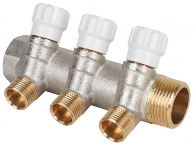 Коллектор латунный с регулирующими вентилями MVI 1&quot;x1/2&quot;x3 выхода