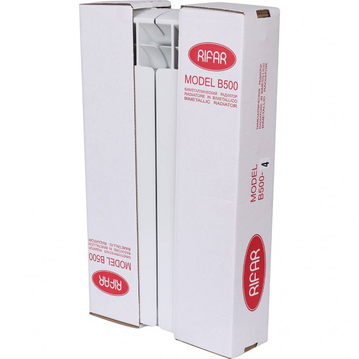 Биметаллический радиатор RIFAR BASE VENTIL 500, 4 секций, нижнее правое подключение, белый