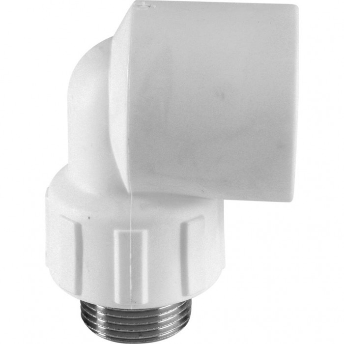 Угольник Политэк 32x3/4 с наружной резьбой для полипропиленовых труб под сварку (цвет белый)