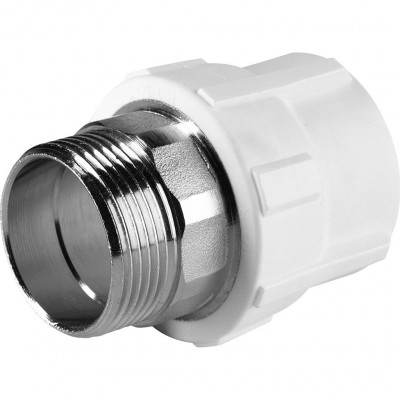 Политэк Политэк White fittings 32x1 Муфта комбинированная под шестигранник наруж. резьба для полипропиленовых труб под сварку (цвет белый)