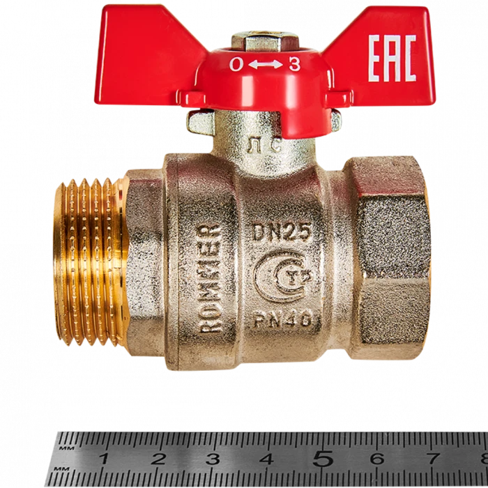 Кран шаровой ROMMER ВР/НР, ручка бабочка 1