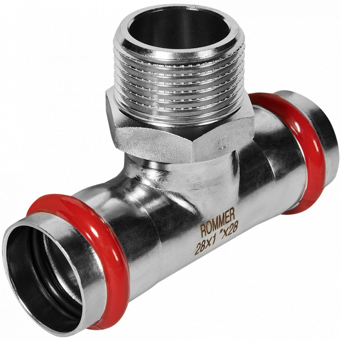 ROMMER RSS-0016-000281 ROMMER Тройник-переходник-НР, 28х1, из нержавеющей стали прессовой