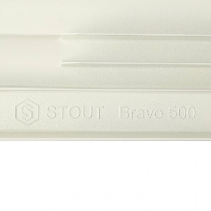 Алюминиевый радиатор STOUT Bravo 500, 8 секций, боковое подключение, белый
