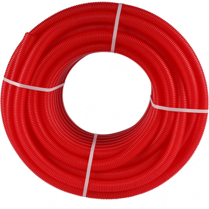 Труба гофрированная STOUT ПНД, цвет красный, наружным диаметром 28 мм для труб диаметром 20 мм