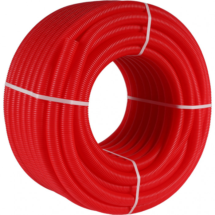 Труба гофрированная STOUT ПНД, цвет красный, наружным диаметром 28 мм для труб диаметром 20 мм
