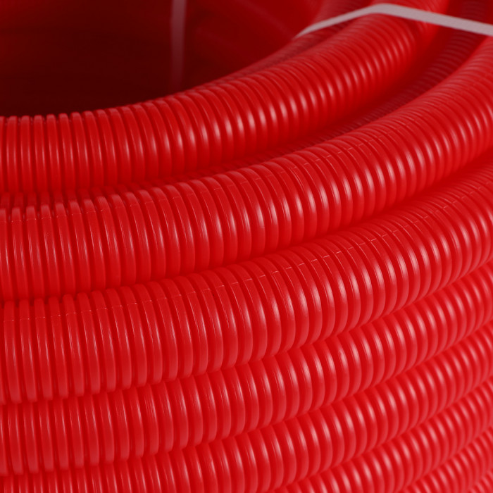 Труба гофрированная STOUT ПНД, цвет красный, наружным диаметром 28 мм для труб диаметром 20 мм