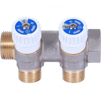 STOUT Коллектор распределительный 3/4&quot;, 2 отвода 1/2&quot; плоское уплотнение