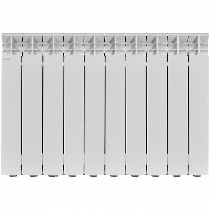 Алюминиевый радиатор STOUT GAMMA 500, 10 секций, боковое подключение, белый