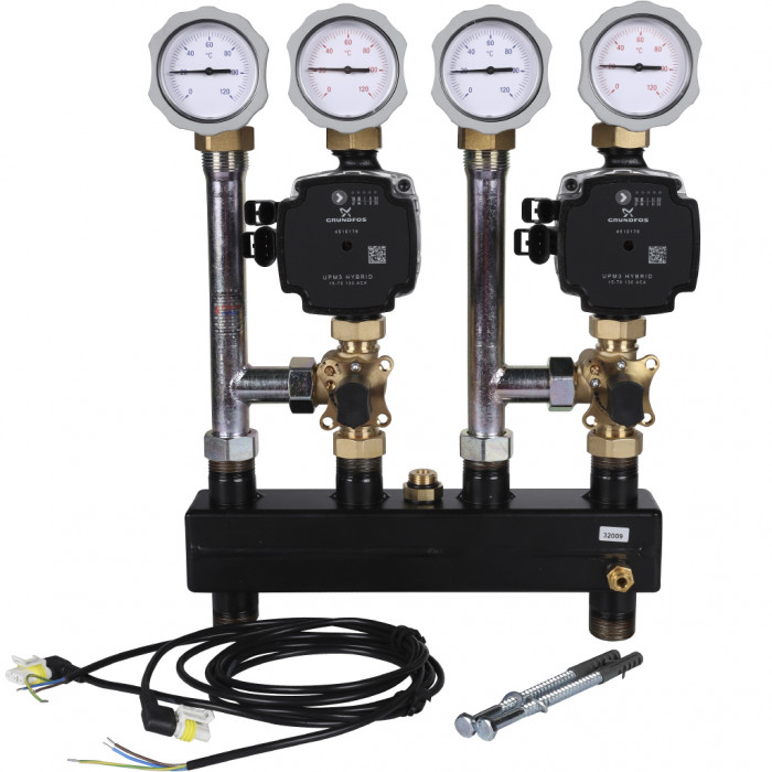 Насосно-смесительный модуль Meibes Kombimix 2MK с насосом Grundfos UPM3 70 (без сервоприводов)